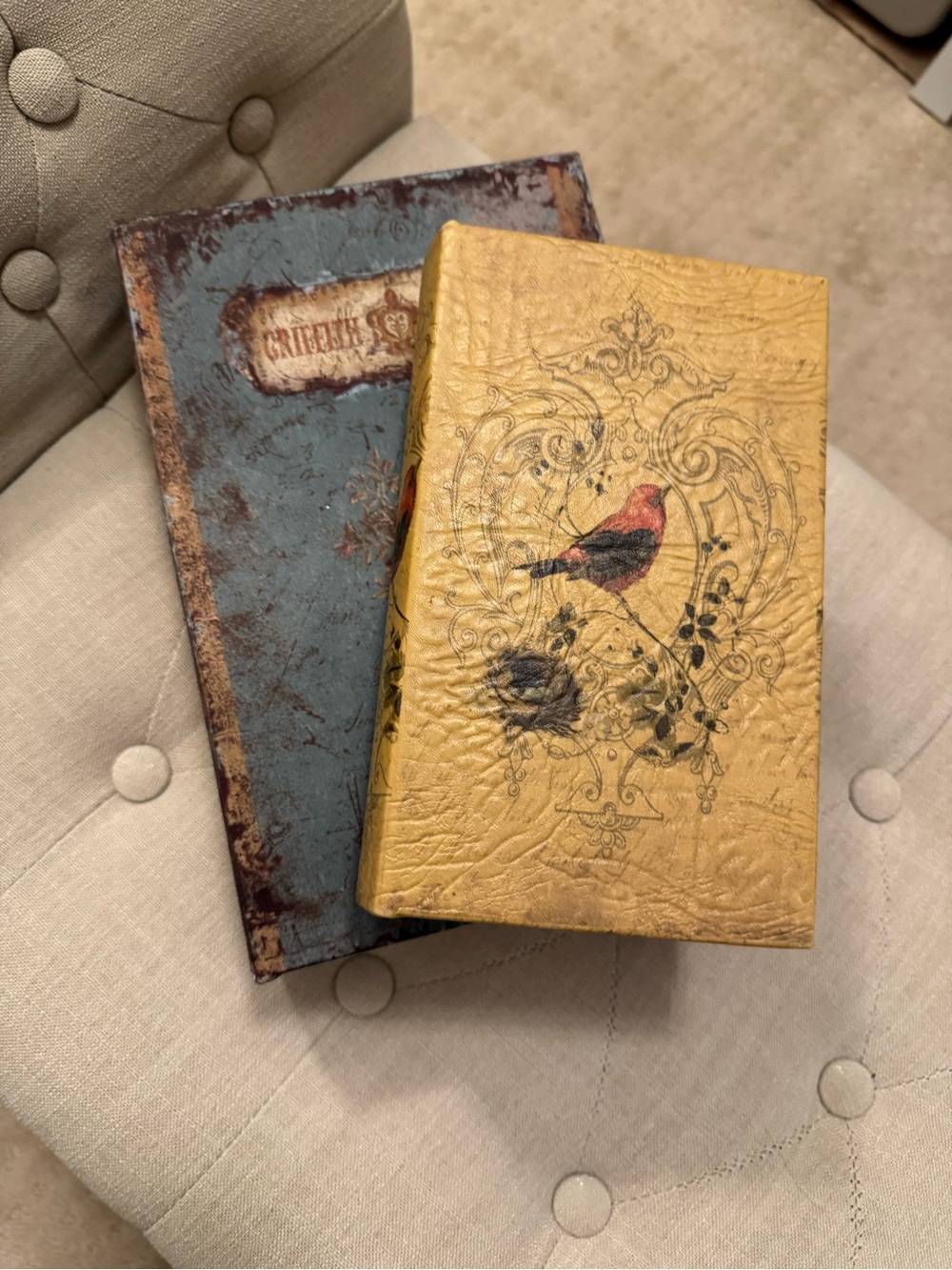 Gold Bird Decorative Box with Journal Look